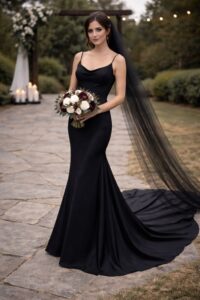 Minimalistisches schwarzes Brautkleid