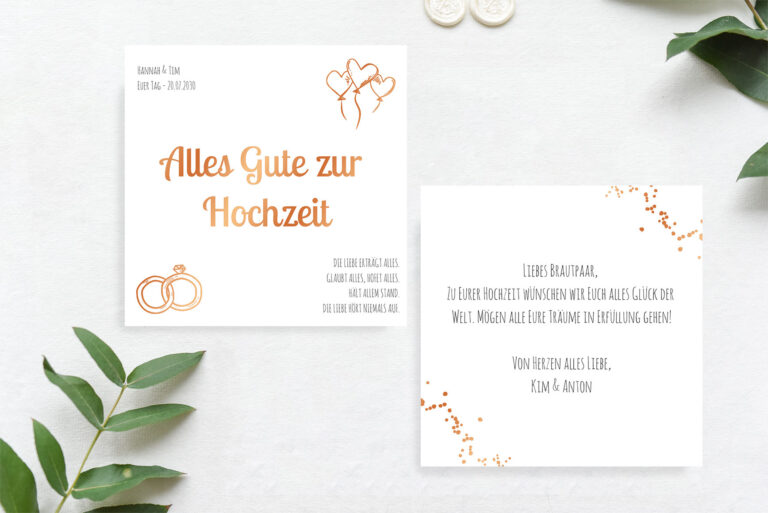 Was schreibt man in eine Hochzeitskarte - Beispiele für Gratulationskarten