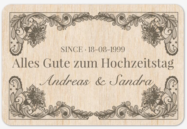 WhatsApp Glückwünsche zum Hochzeitstag lustig: Karte in Holzoptik
